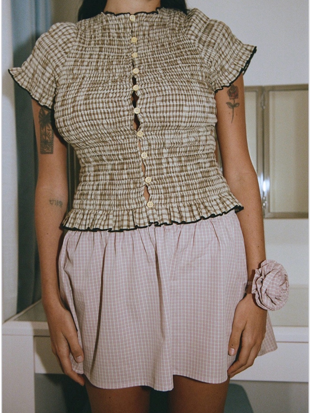 Apres Studio Bamboo Ruched Button Tee